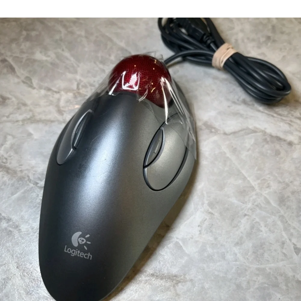 Logitech Black and Red Trackball Mouse